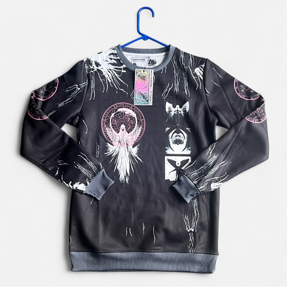 NWT VAPOR 95 UNKNOWN PROPHECY allover print SWEATSHIRT designed in Los Angeles